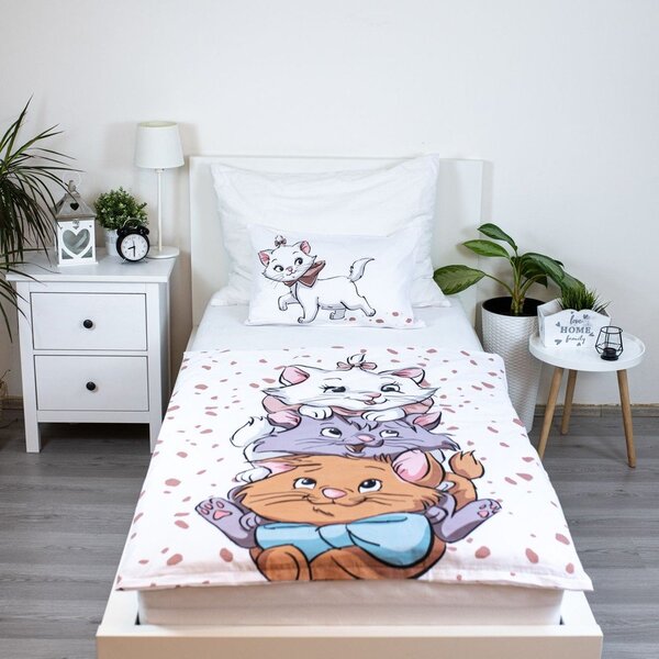 Biała bawełniana pościel dziecięca do łóżeczka 100x135 cm Marie Cat "Friends" – Jerry Fabrics