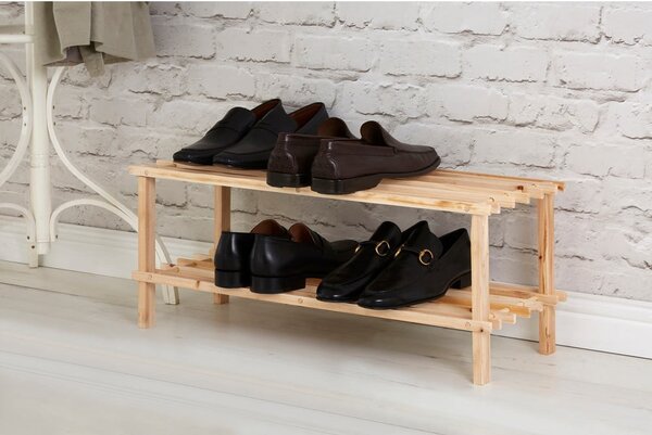 Szafka na buty z litego drewna jodłowego w jasnym naturalnym kolorze 74x30x27 cm Parker – Premier Housewares