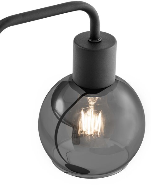 Lampa stołowa art deco czarna z przydymionym szkłem - Vidro