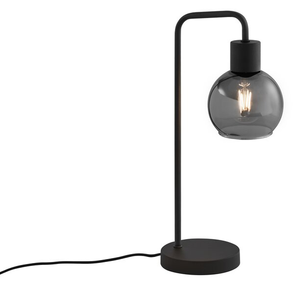 Lampa stołowa art deco czarna z dymionym szkłem - Vidro Oswietlenie wewnetrzne
