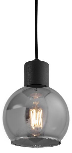 Lampa wisząca Art Deco czarna z dymionym szkłem - Vidro Oswietlenie wewnetrzne