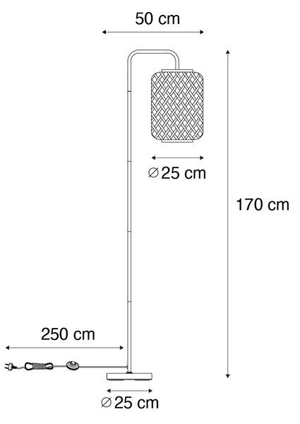 Inteligentna lampa podłogowa bambusowa z WiFi ST64 - Yvonne