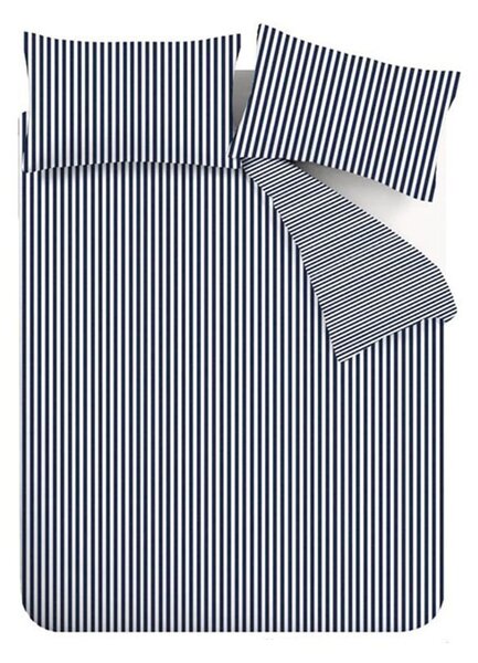 Ciemnoniebieska flanelowa pościel dwuosobowa 230x220 cm Stripe – Catherine Lansfield