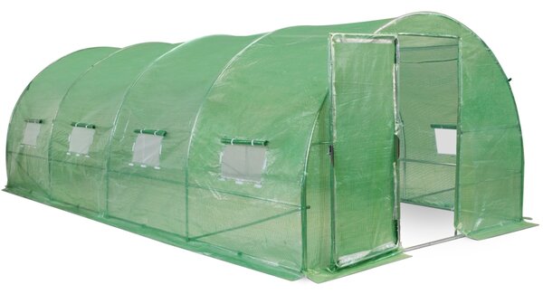Tunel foliowy z metalowym stelażem 3x6m Garden Point zielony z drzwiami
