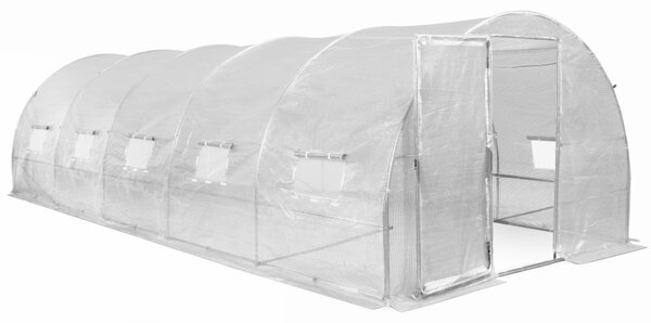 Tunel foliowy z metalowym stelażem 3x8m Garden Point biały z drzwiami