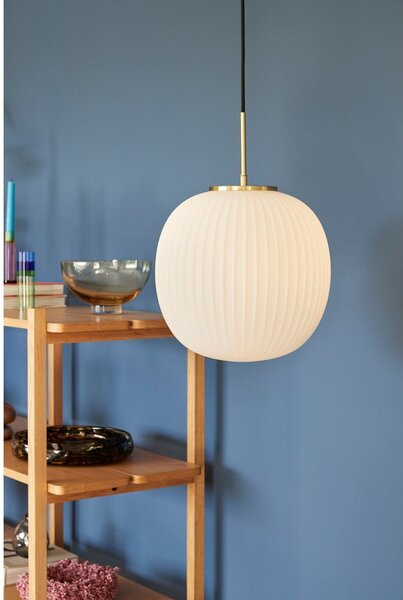 Biała lampa wisząca ze szklanym kloszem ø 32 cm Serene – Hübsch