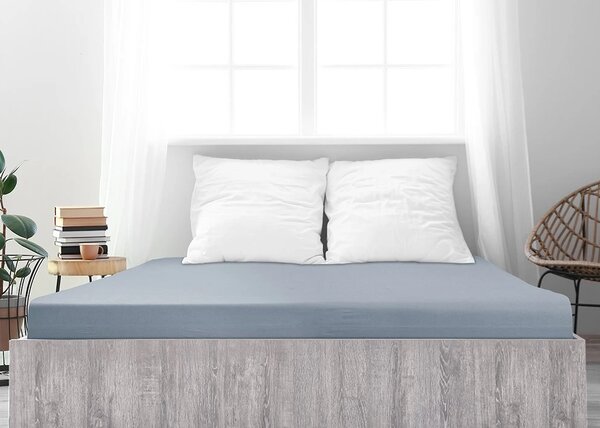 Prześcieradło jersey z mako bawełny LUXORA 180x200 cm jasnoszare