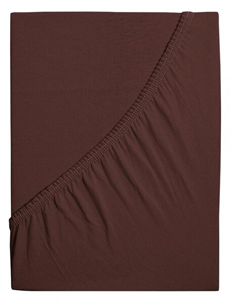 Prześcieradło jersey z mako bawełny LUXORA 90x200 cm ciemnobrązowe