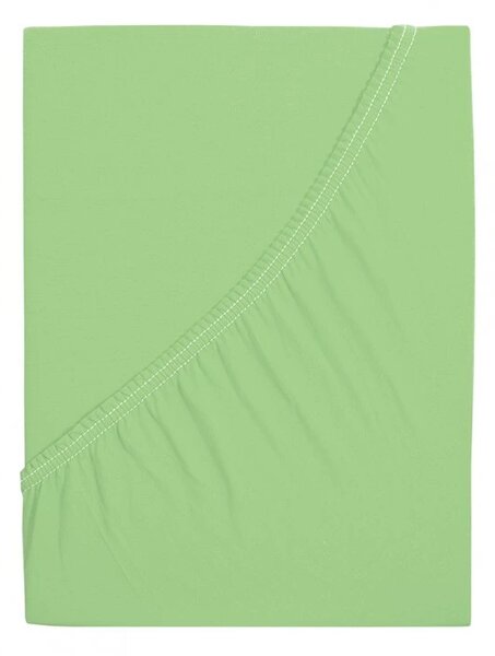 Prześcieradło jersey z mako bawełny LUXORA 90x200 cm jasnozielone