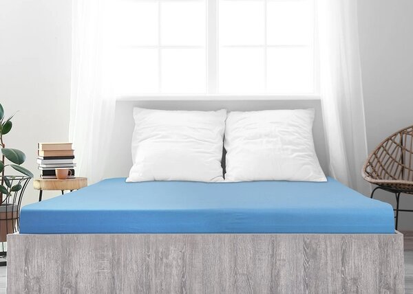 Prześcieradło jersey z bawełny mako LUXORA 90x200 cm jasnoniebieskie