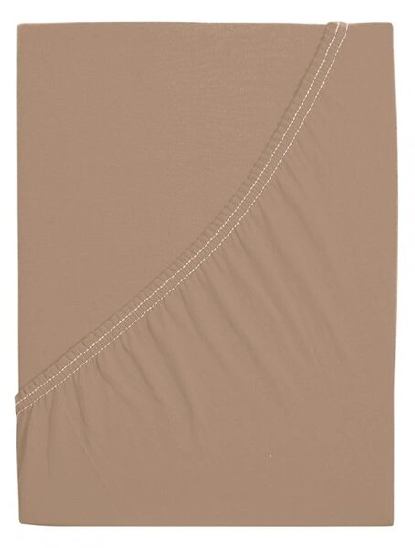 Prześcieradło jersey z bawełny mako LUXORA 180x200 cm jasnobrązowe