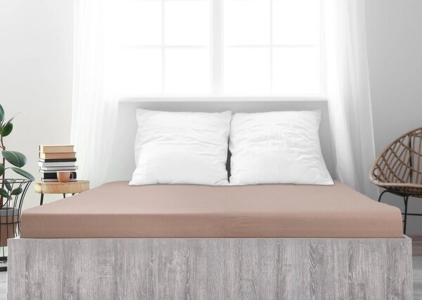 Prześcieradło jersey z bawełny mako LUXORA 180x200 cm jasnobrązowe