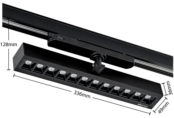Reflektor szynowy LED Arcchio Millay czarny 4000K, czarny, biuro, aluminium, nowoczesny