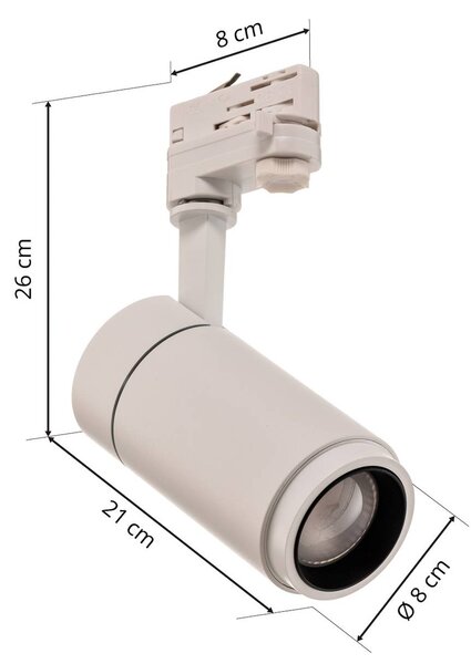 Arcchio Nanna Reflektor szynowy LED, biały, 3000K, 21W, biały / opal, biuro, aluminium