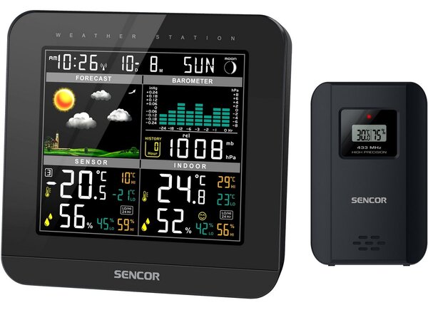 Sencor SWS 5800 stacja pogodowa, czarna
