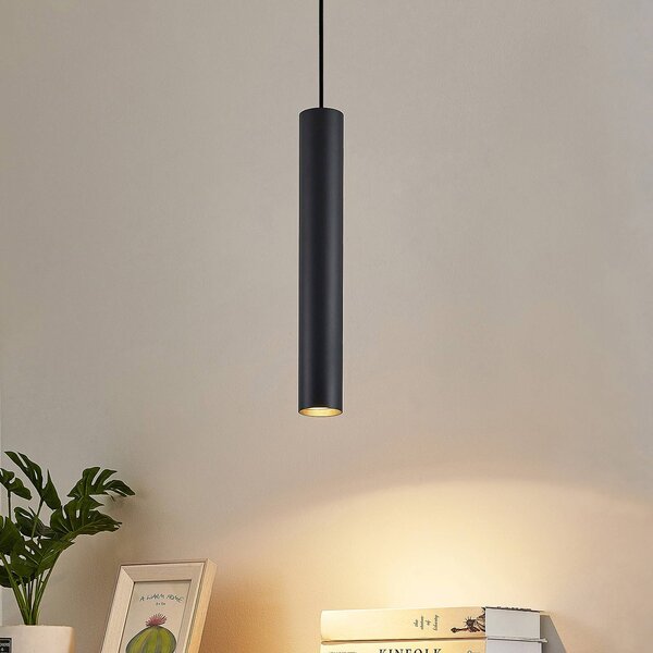 Lampa wisząca Lindby Linaro, 40 cm, czarna, 1-fazowa, GU10 Linaro, czarny, salon / jadalnia, metal, nowoczesny