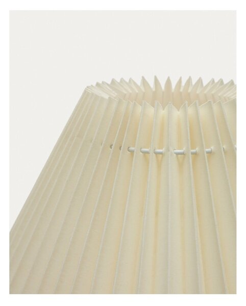Beżowo-naturalna lampa stołowa z litego drewna kauczukowego z tekstylnym kloszem (wysokość 33 cm) Benicarlo – Kave Home