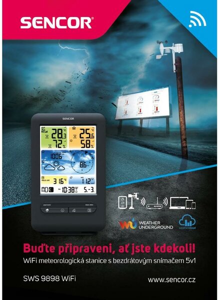 Sencor SWS 9898 Stacja pogodowa WiFi z czujnikiem bezprzewodowym 5w1