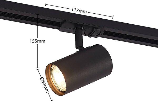 Lindby 1-fazowy system szynowy Linaro, GU10, 3-punktowy, czarny Linaro Lindby, możliwość ściemniania, czarny, przedpokój, metal, nowoczesny