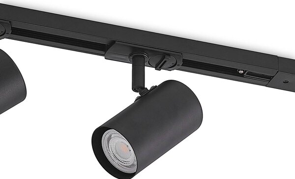 System szynowy Lindby Linaro, GU10, 4-punktowa, czarna, Ø 6 cm Linaro Lindby, możliwość ściemniania, czarny, przedpokój, aluminium, nowoczesny