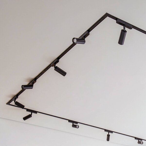 System szynowy 48 V Lumaro Spoty 16-flg. czarne Ø4cm ściemniane 48V Lindby, możliwość ściemniania, czarny, salon / jadalnia, aluminium, nowoczesny
