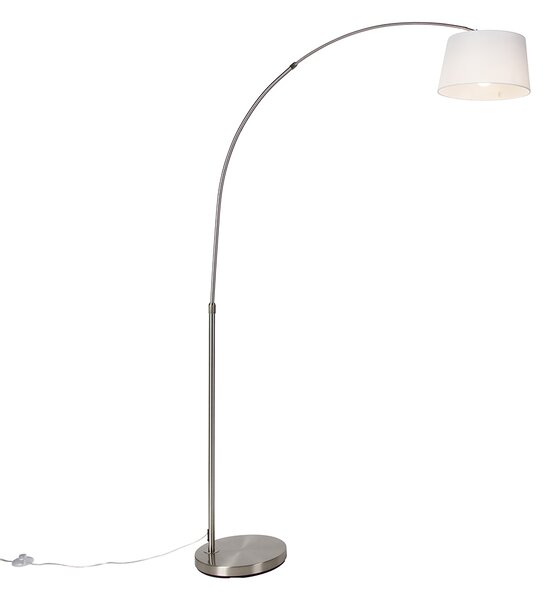 Inteligentna lampa łukowa stalowa z białym abażurem z tkaniny w tym Wi-Fi A60 - Arc Basic