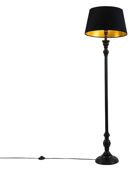 Inteligentna lampa podłogowa czarna z kloszem czarnym ze złotem 45 cm w tym Wi-Fi A60 - Classico