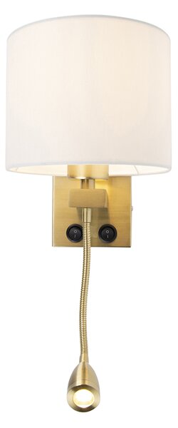 Inteligentna lampa ścienna złota z białym kloszem w tym Wifi A60 - Brescia
