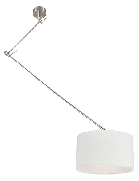 Inteligentna lampa wisząca stalowa z kloszem białym 35 cm w tym Wifi A60 - Blitz