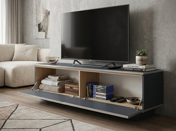 Stolik RTV ALVIN 135 cm, antracyt/srebrny