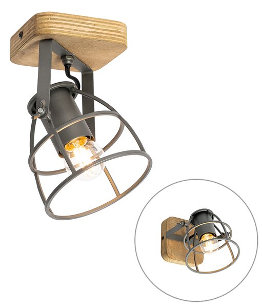 Industrialny Reflektorek / Spot / Spotow ciemnoszary z regulacją drewna - Arthur Oswietlenie wewnetrzne