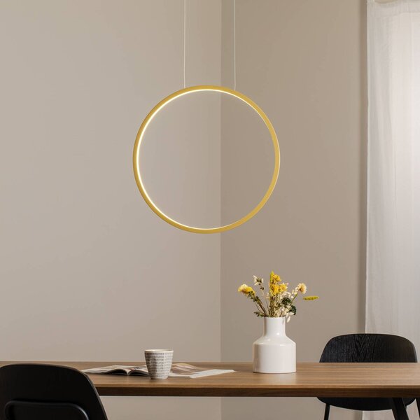 Lampa wisząca Saturno Milagro Lighting, mosiężny / złoty, salon / jadalnia, aluminium, nowoczesny