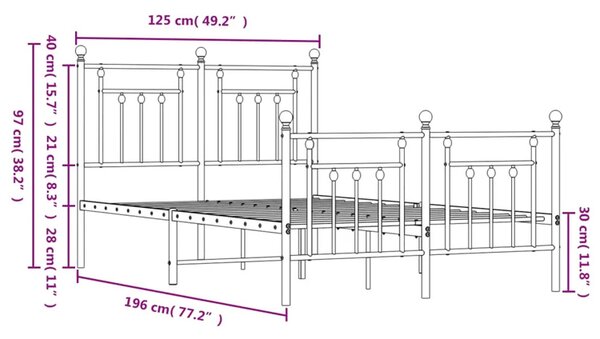 Czarne metalowe łóżko rustykalne 120x190cm S8-P97