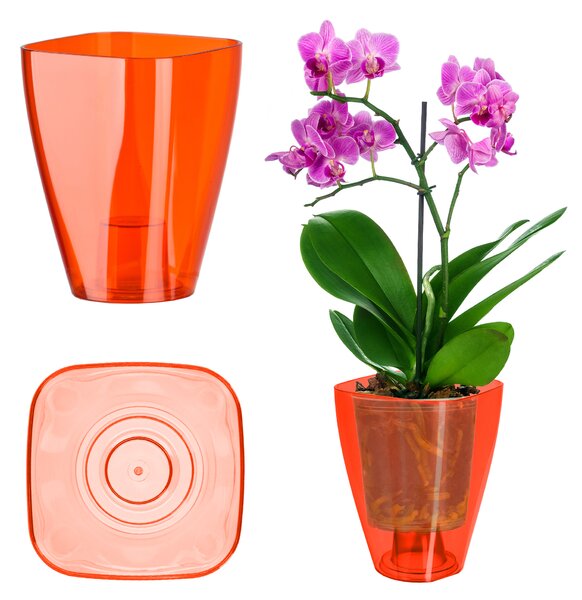 Doniczka kwadratowa Menfi 9 cm, czerwona