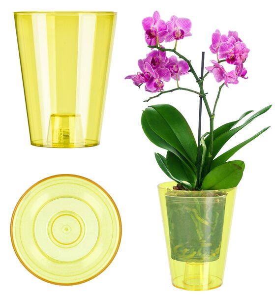 Doniczka okrągła Menfi 12 cm, żółta