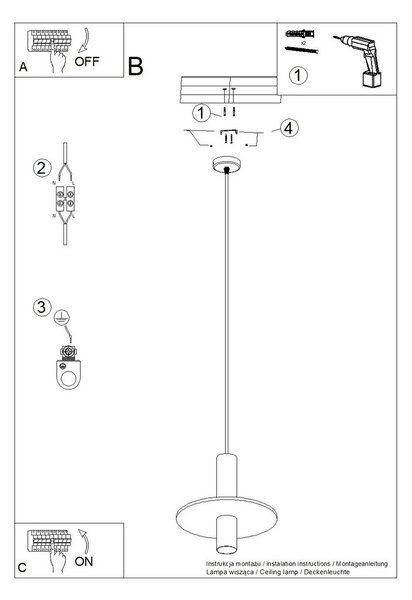 Czarna/beżowa metalowa lampa wisząca ø 30 cm Olisa – Sollux