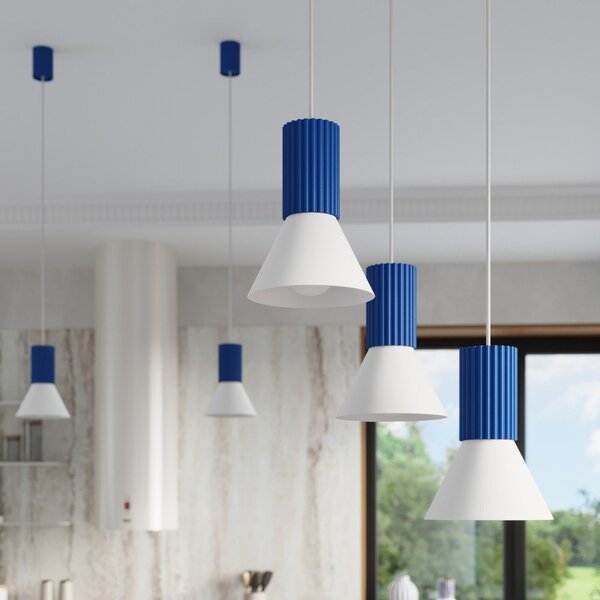 Niebieska metalowa lampa wisząca ø 14 cm Niru – Sollux