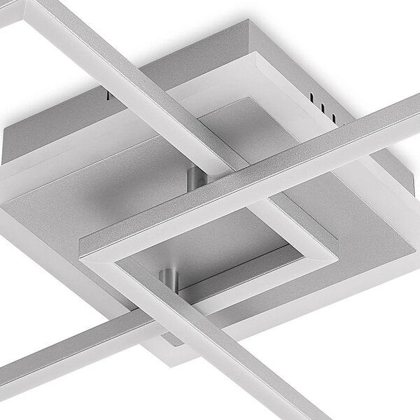 Lampa sufitowa LED Fjardo Lindby, możliwość ściemniania, aluminiowy / szary / cynkowy, salon / jadalnia, aluminium, nowoczesny