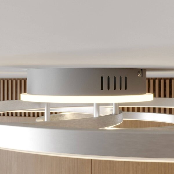 Inteligentna lampa sufitowa Tula Lindby, możliwość ściemniania, aluminiowy / szary / cynkowy, salon / jadalnia, aluminium, nowoczesny