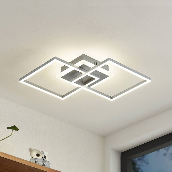 Lampa sufitowa LED Fjardo Lindby, możliwość ściemniania, aluminiowy / szary / cynkowy, salon / jadalnia, aluminium, nowoczesny