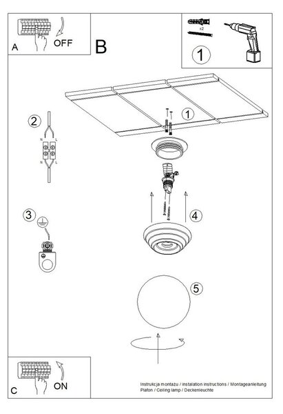 Niebieska lampa sufitowa ceramiczna ze szklanym kloszem ø 12 cm Farsa – Sollux