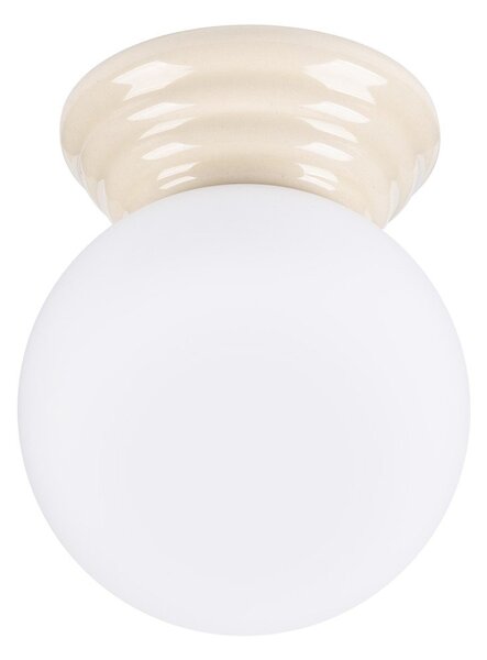 Beżowa lampa sufitowa ceramiczna ze szklanym kloszem ø 12 cm Farsa – Sollux