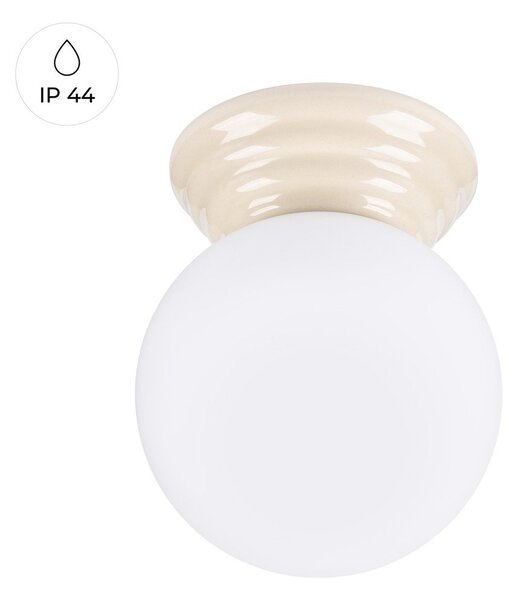 Beżowa lampa sufitowa ceramiczna ze szklanym kloszem ø 12 cm Farsa – Sollux