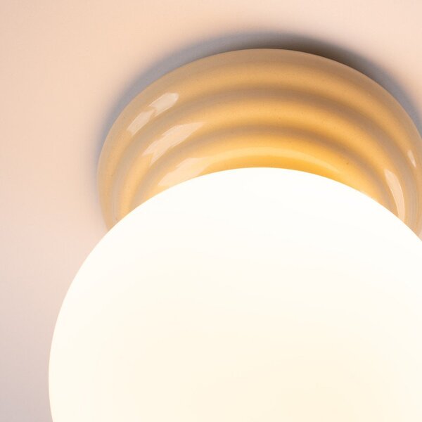 Beżowa lampa sufitowa ceramiczna ze szklanym kloszem ø 12 cm Farsa – Sollux