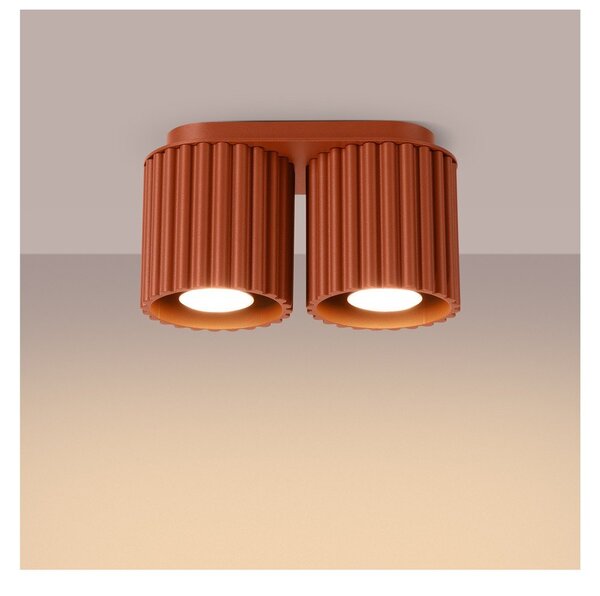 Metalowa lampa punktowa w kolorze terakoty 10x21 cm Zora – Sollux