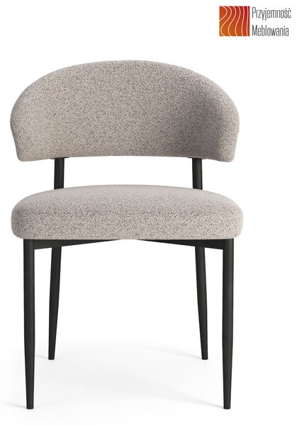 IRIS Beż Latte (tkanina Monza 60) - NOWOCZESNE KRZESŁO TAPICEROWANE BOUCLÉ DO SALONU JADALNI BIURA LOFT