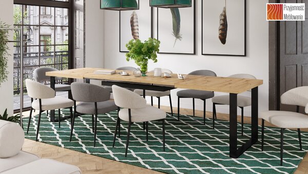 IRIS Jasnoszare Taupe (tkanina Basel 34) - NOWOCZESNE KRZESŁO TAPICEROWANE DO SALONU/JADALNI LOFT