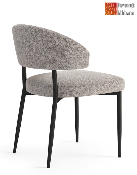 IRIS Beż Latte (tkanina Monza 60) - NOWOCZESNE KRZESŁO TAPICEROWANE BOUCLÉ DO SALONU JADALNI BIURA LOFT