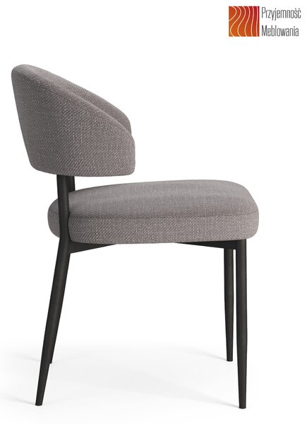 IRIS Jasnoszare Taupe (tkanina Basel 34) - NOWOCZESNE KRZESŁO TAPICEROWANE DO SALONU/JADALNI LOFT