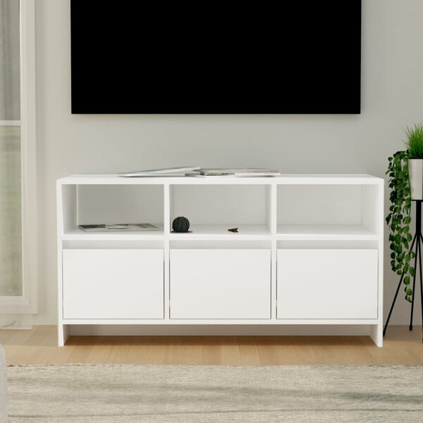 Szafka pod TV, biała, 102x37,5x52,5 cm, płyta wiórowa